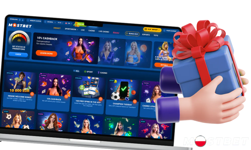 W serwisie Mostbet regularnie dostępne są różne bonusy.